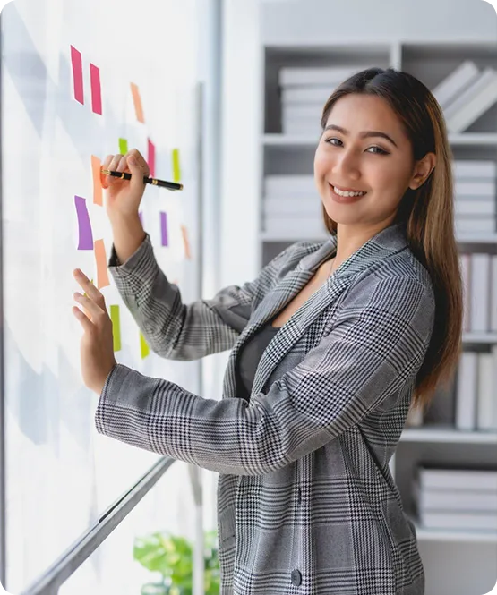 Our Digital Transformation Process - Lady manager planning strategies